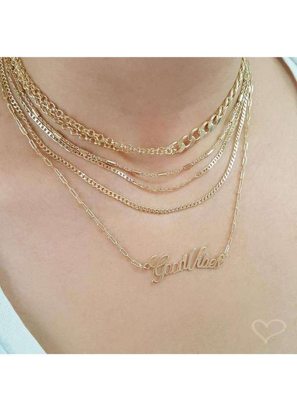Piuka - Colar Feminino Good Vibes Folheado a Ouro 18k Dourado 2