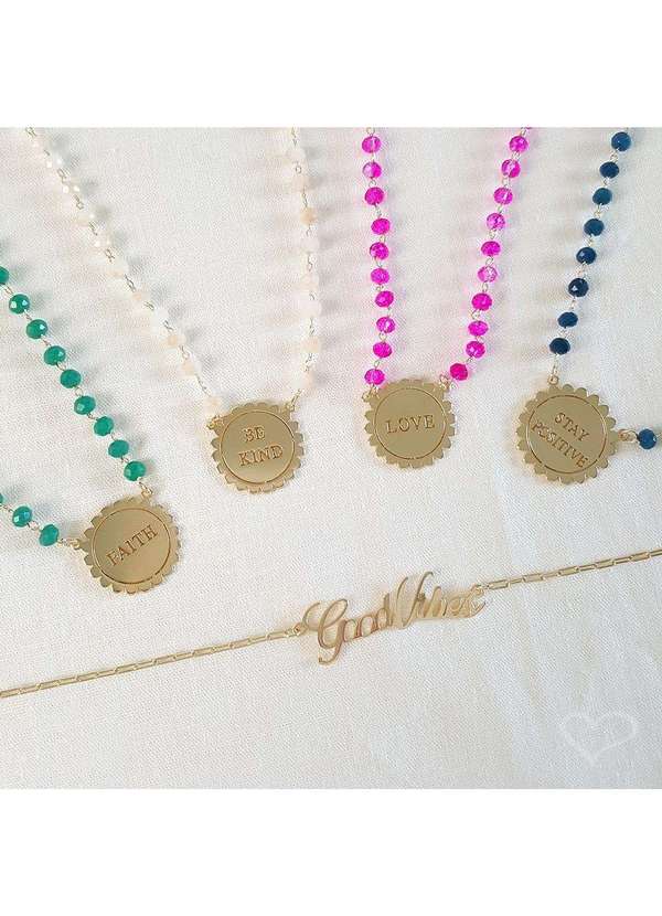 Piuka - Colar Feminino Good Vibes Folheado a Ouro 18k Dourado 3
