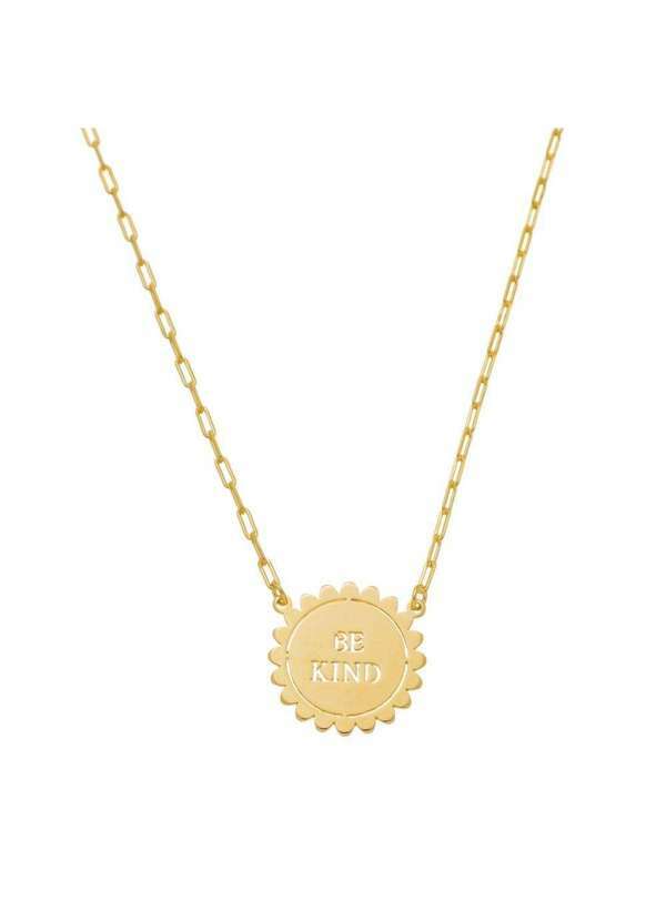 Piuka - Colar Feminino Medalha Be Kind Folheado a Ouro 18k Dourado