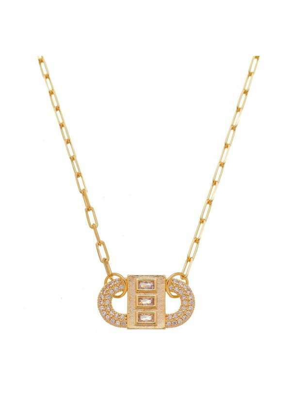 Piuka - Colar Feminino Rafa Locker Baguete Zirconias Folheado a Ouro 18k Dourado