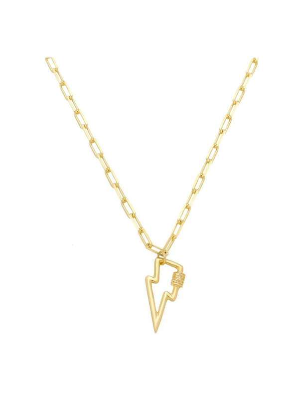 Piuka - Colar Feminino Vanessa Locker Raio Zirconia Folheado a Ouro 18k Dourado