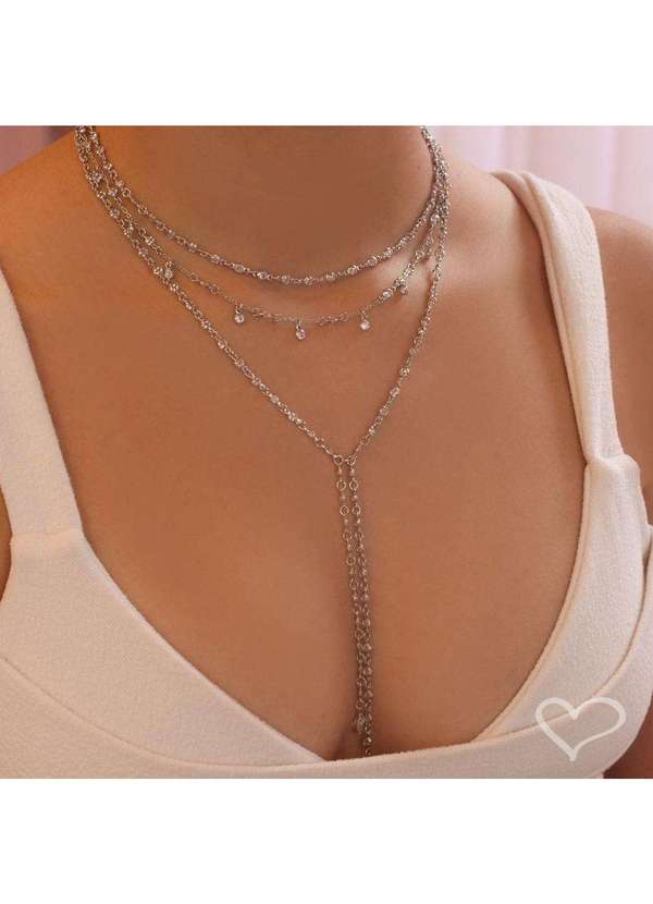 Piuka - Colar Gravatinha Shine Zirconias Folheado em Rodio Branco Prata 2