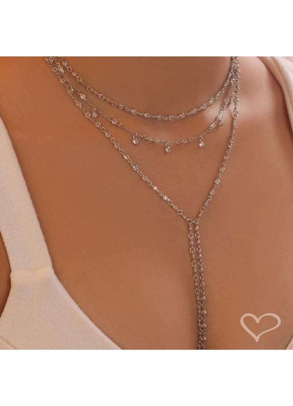 Piuka - Colar Gravatinha Shine Zirconias Folheado em Rodio Branco Prata 3