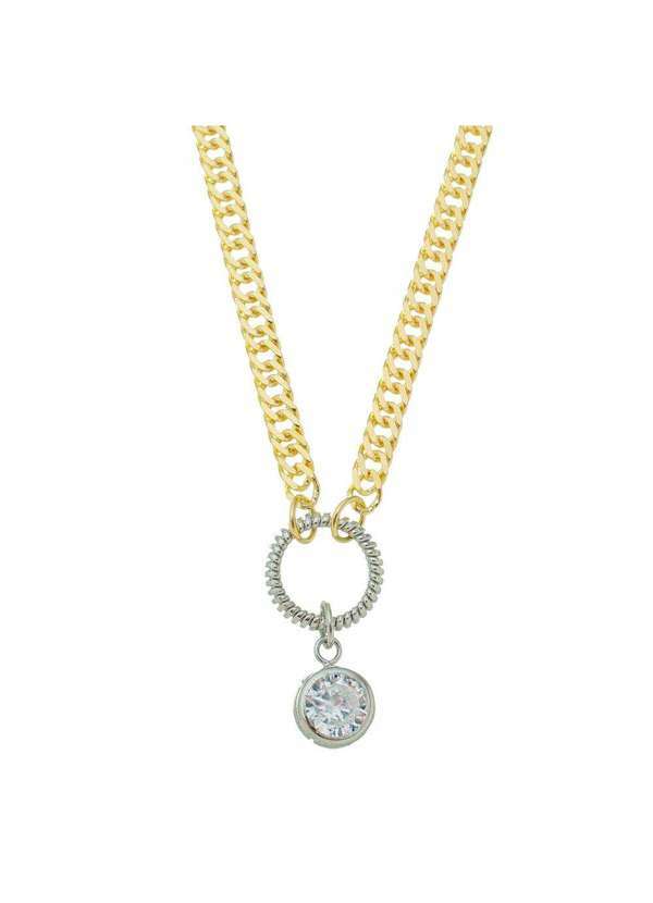 Piuka - Colar Zirconia Folheada a Ouro 18k e Folheado em Rodio Branco Prata