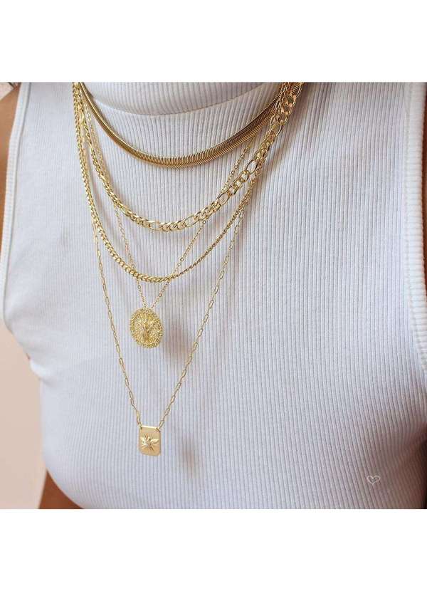 Piuka - Escapulario Jesus Cristo e Espirito Santo Folheada a Ouro 18k Dourado 3