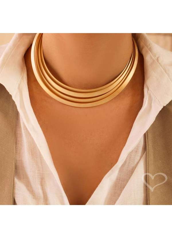 Piuka - Gargantilha Agnes Metal Acetinado Folheada a Ouro 18k Dourado 2