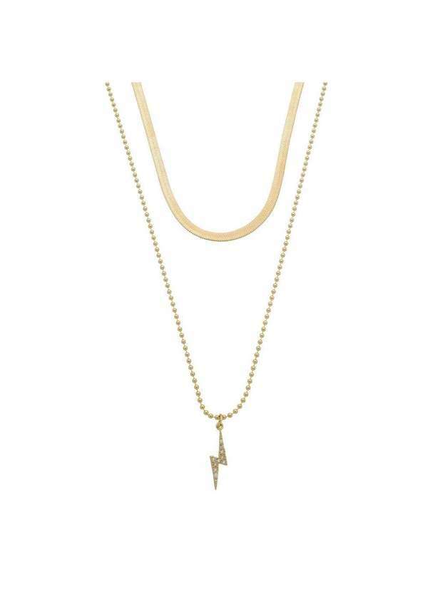 Piuka - Mix de Colares Be Mini Raio Zirconias Folheado a Ouro 18k Dourado