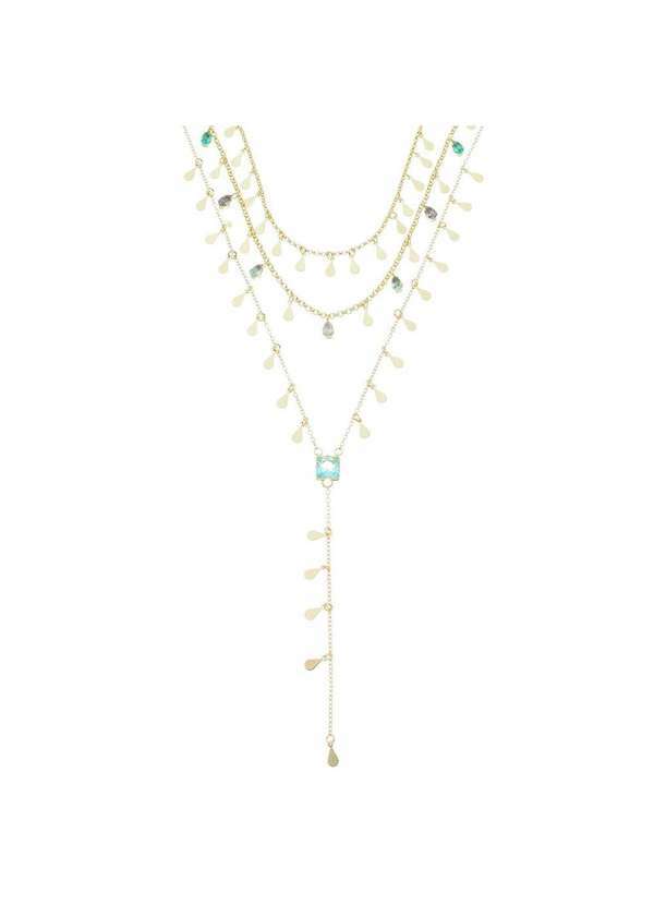 Piuka - Mix de Colares Gotinhas Zirconia Acqua Folheado a Ouro 18k Dourado
