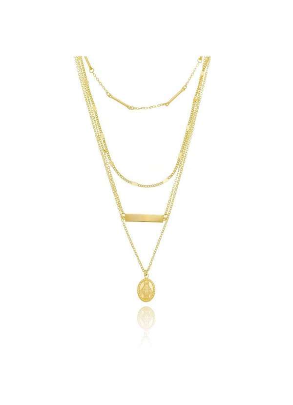 Piuka - Mix de Colares Nat Nossa Senhora das Gracas Folheado a Ouro 18k Dourado