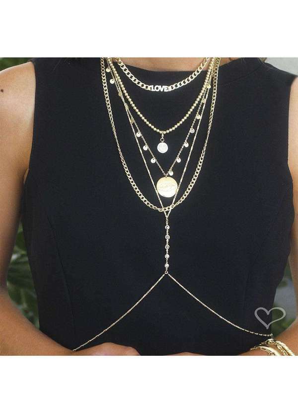 Piuka - Body Chain Rachel Zirconias Folheada a Ouro 18k Dourado 3