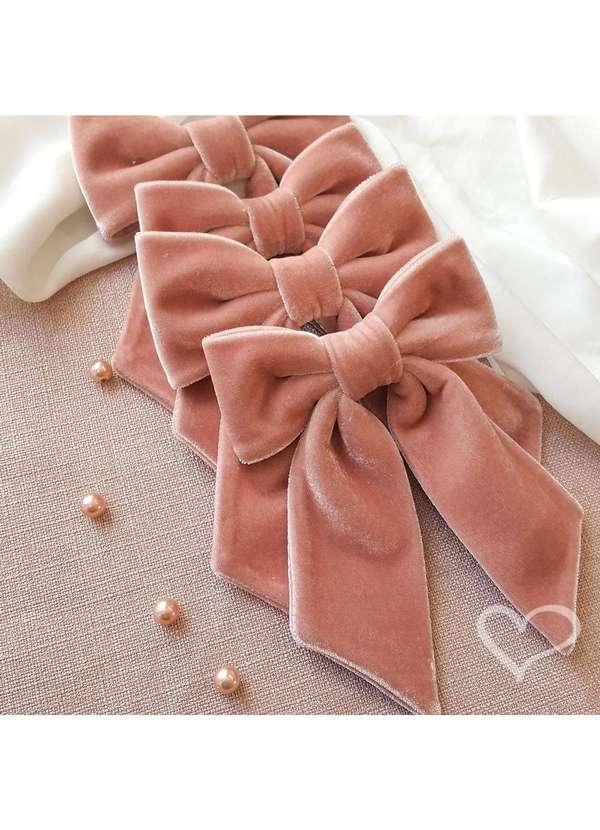 Piuka - Laco de Cabelo Infantil Nat Veludo Alemao Rosa 4