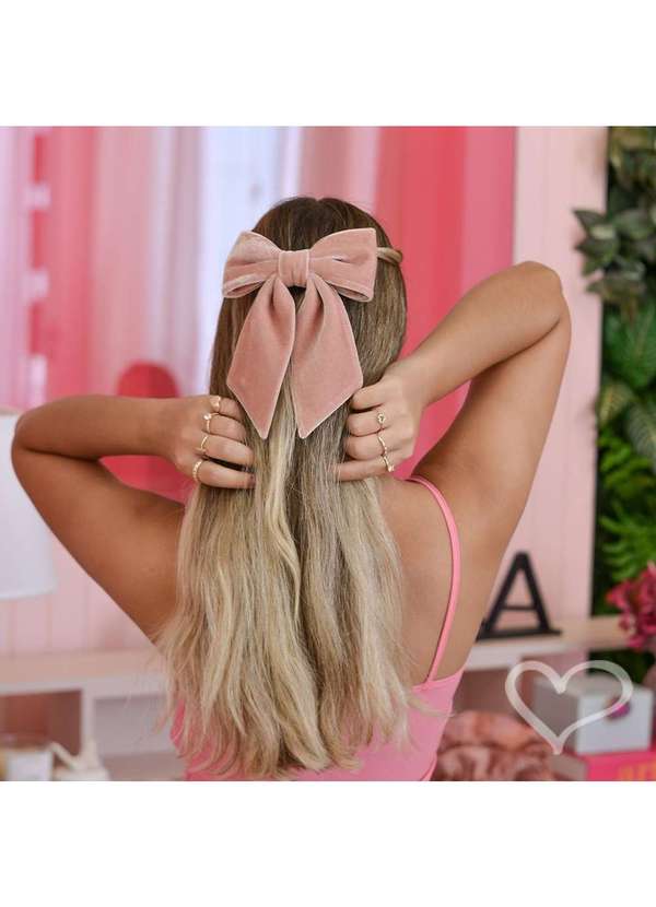 Piuka - Laco de Cabelo Infantil Nat Veludo Alemao Rosa 5