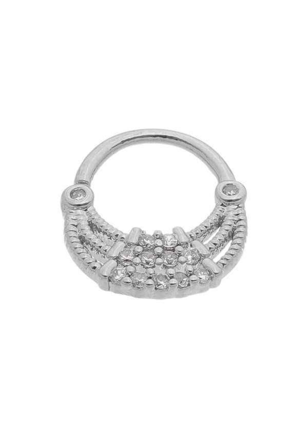 Piuka - Piercing de Furo Argola Torcao 6mm Bonnie Zirconias Prata Transparente