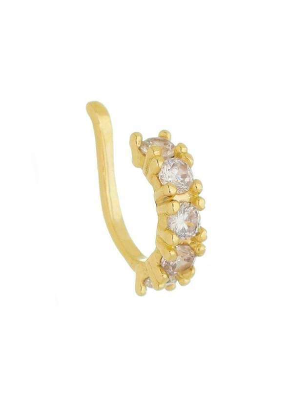 Piuka - Piercing de Pressao Nana Zirconias Cristal Folheado a Ouro 18k Dourado