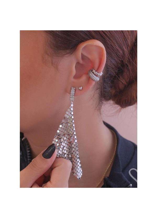 Piuka - Piercing Pressao Bibi Elos Coracoes Folheado em Rodio Branco Prata 4