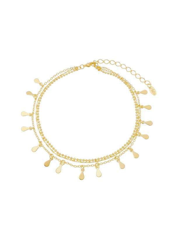 Piuka - Tornozeleira 3 Correntes Antonella Mini Gotas Folheada a Ouro 18k Dourado