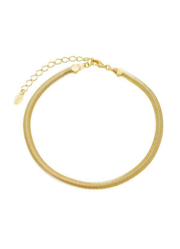 Piuka - Tornozeleira Fernanda Malha Metal Fina Folheada a Ouro 18k Dourado