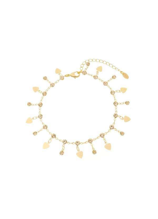 Piuka - Tornozeleira Medalha Coracao Zirconia Folheada a Ouro 18k Dourado