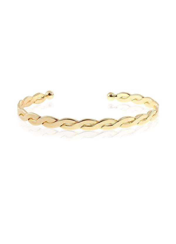 Piuka - Bracelete Feminino Folheado a Ouro 18k Torcida e Trancada Laurie Dourado