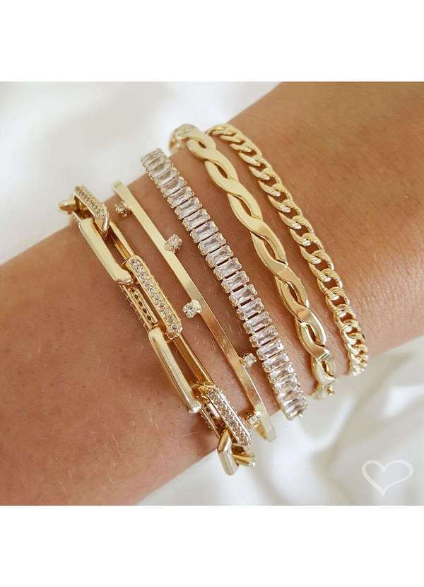 Piuka - Bracelete Feminino Folheado a Ouro 18k Torcida e Trancada Laurie Dourado 4