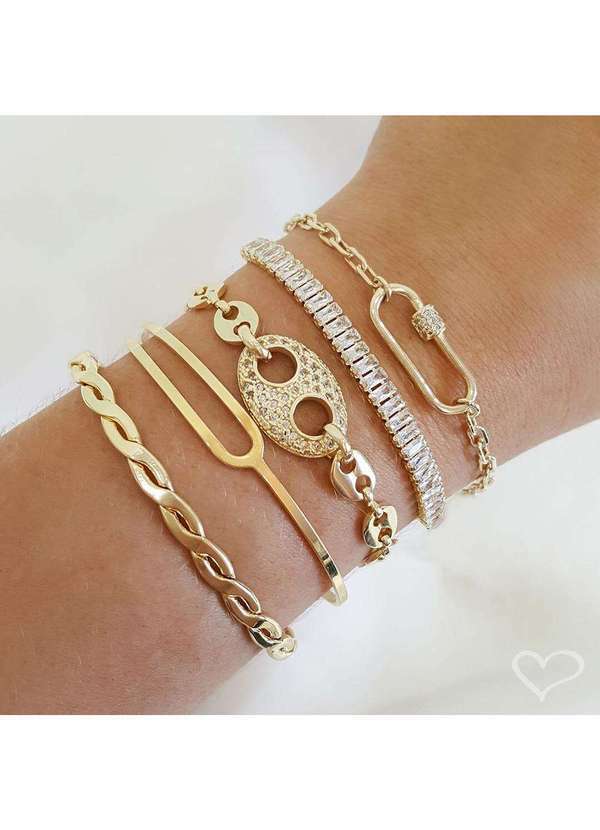 Piuka - Bracelete Feminino Folheado a Ouro 18k Torcida e Trancada Laurie Dourado 5