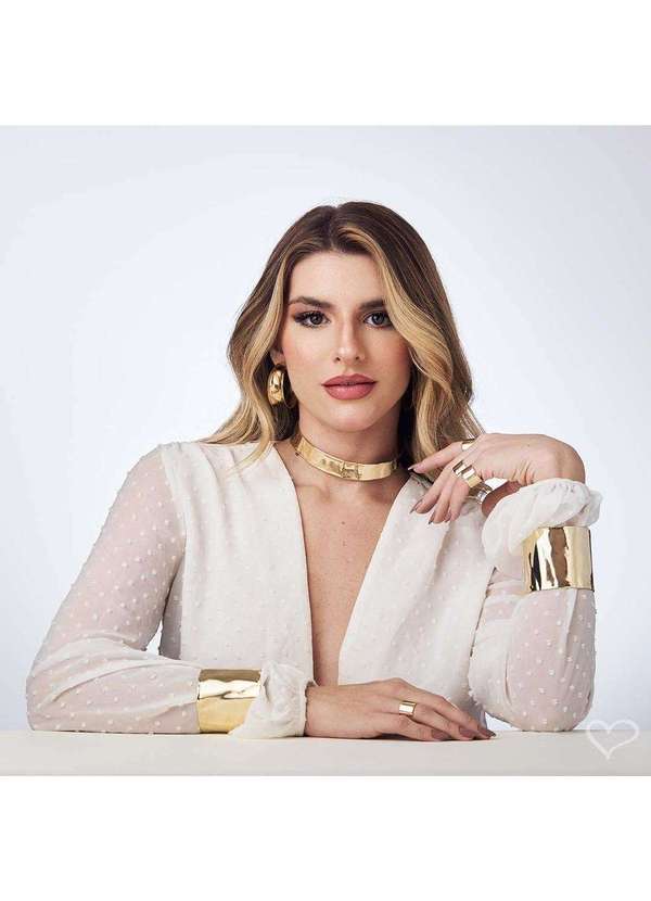 Piuka - Bracelete Folheado a Ouro 18k  Kristy Vintage Dourado 5