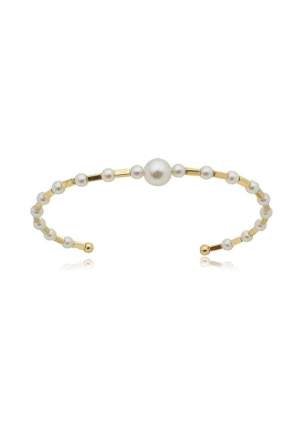 Piuka - Bracelete Liz Canutilhos e Perolas Folheado a Ouro 18k Dourado