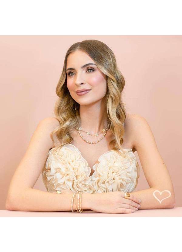 Piuka - Bracelete Liz Canutilhos e Perolas Folheado a Ouro 18k Dourado 2