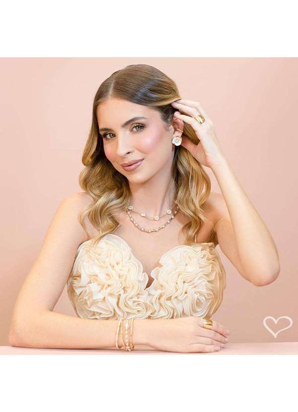 Piuka - Bracelete Liz Canutilhos e Perolas Folheado a Ouro 18k Dourado 3