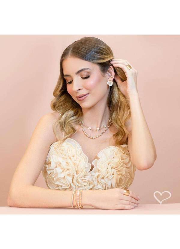 Piuka - Bracelete Liz Canutilhos e Perolas Folheado a Ouro 18k Dourado 4