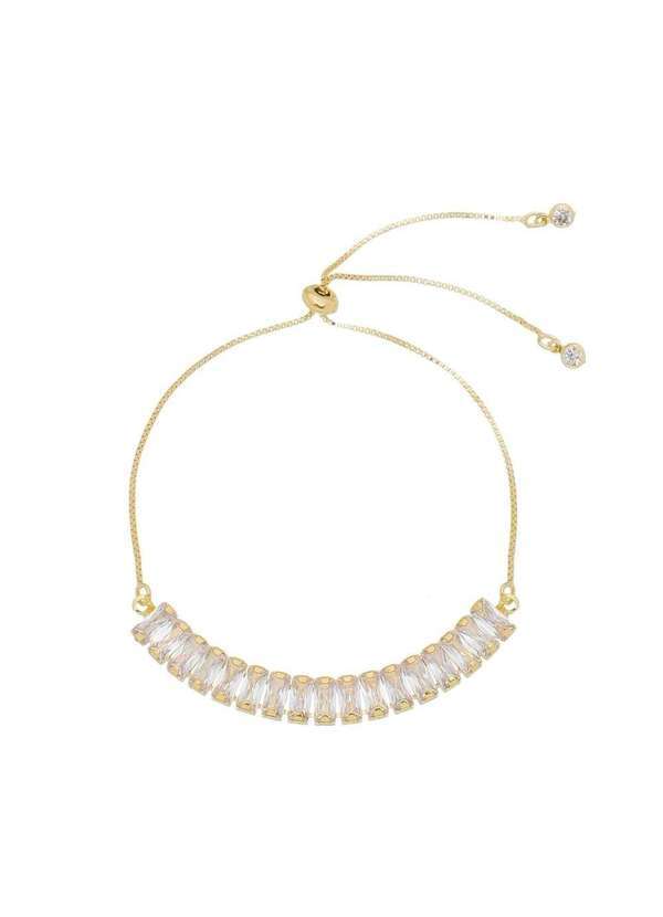 Piuka - Pulseira Ajustavel Folheada a Ouro 18k Media Zirconia Baguete Dourado