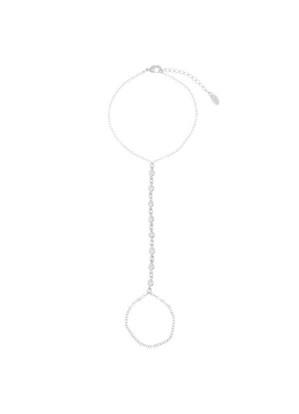 Piuka - Pulseira de Mao Jamile Pontos de Luz Folheada em Rodio Branco Prata