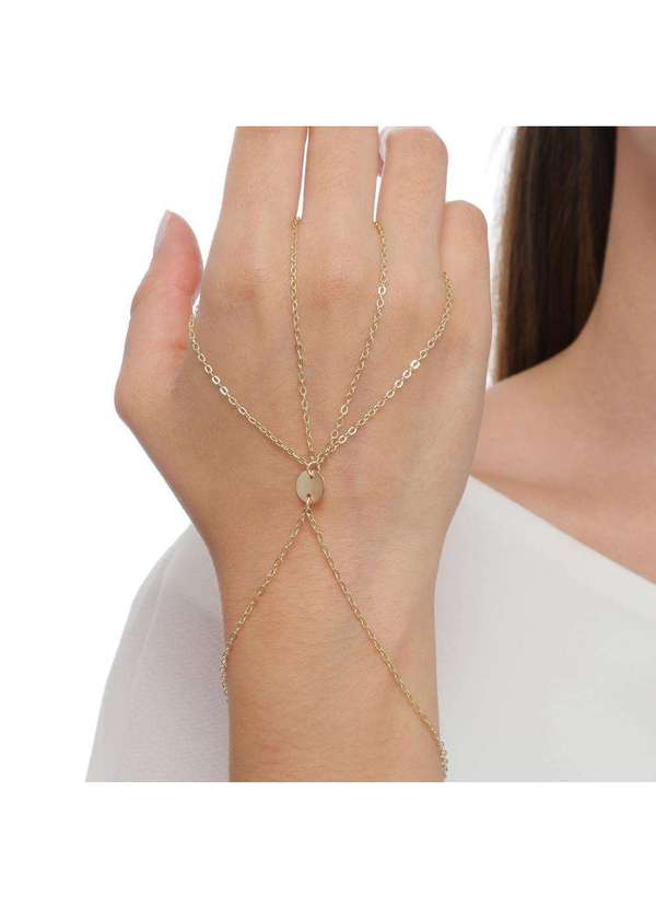 Piuka - Pulseira de Mao Soraia Mini Medalhas Folheada a Ouro 18k Dourado 3