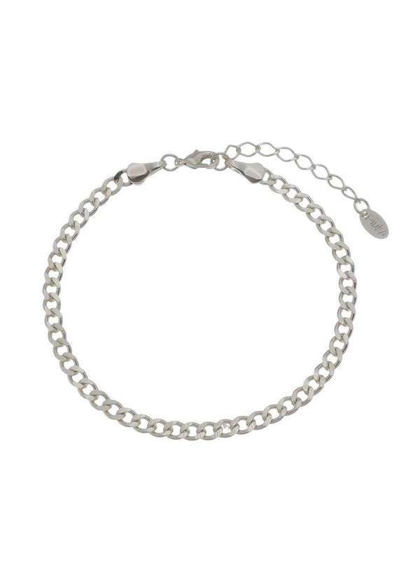 Piuka - Pulseira Feminina Elos Groumet Folheada em Rodio Branco Lili Prata