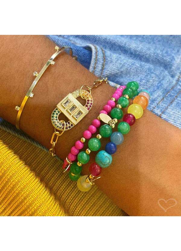 Piuka - Pulseira Feminina Pedras Naturais Coloridas Multicores 3