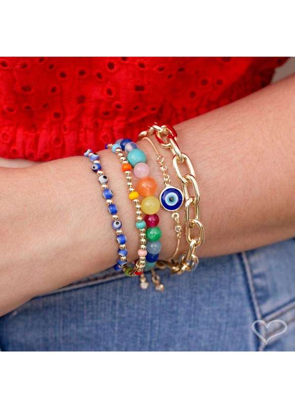 Piuka - Pulseira Feminina Pedras Naturais Coloridas Multicores 5