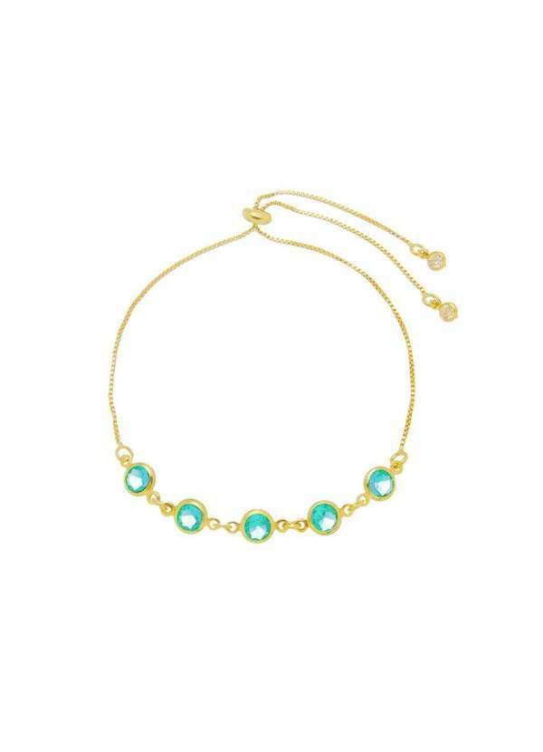 Piuka - Pulseira Folheada a Ouro 18k Ajustavel Zirconia Azul Dourado