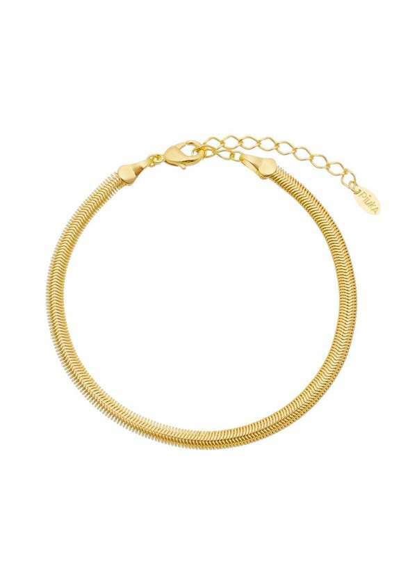 Piuka - Pulseira Folheada a Ouro 18k Malha Metal Fina Fernanda Dourado