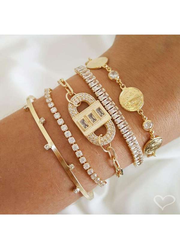 Piuka - Pulseira Folheada a Ouro 18k Sao Bento Zirconia Dourado 3