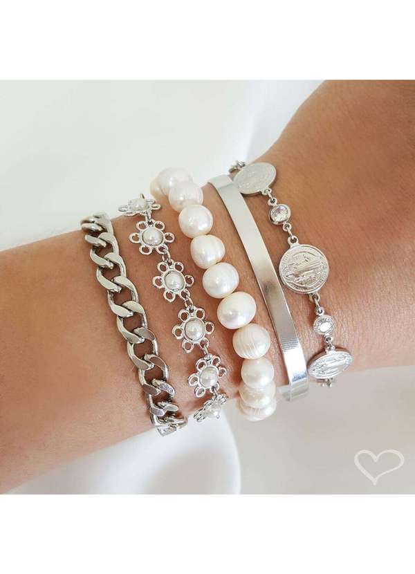 Piuka - Pulseira Sao Bento Zirconia Folheada em Rodio Branco Prata 2