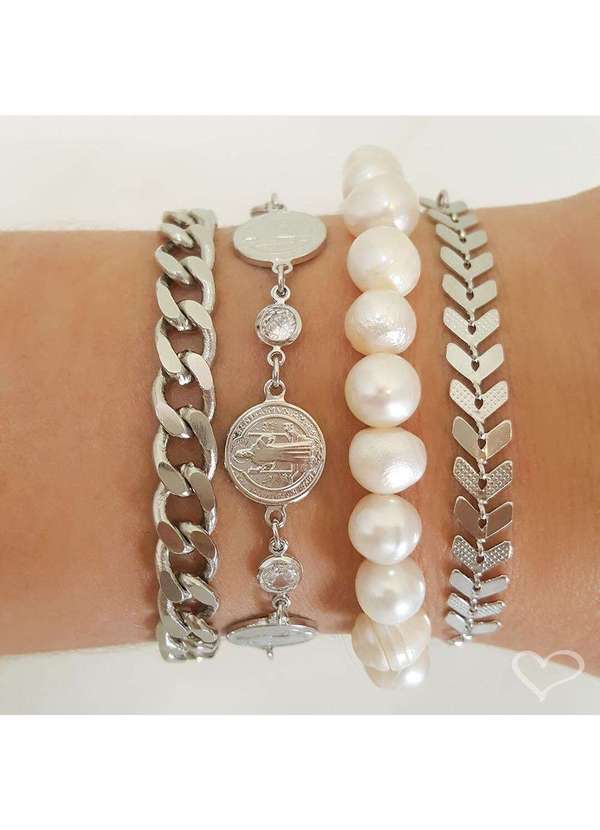 Piuka - Pulseira Sao Bento Zirconia Folheada em Rodio Branco Prata 3