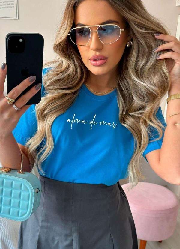 Cianitas - Camiseta Feminina Azul Royal Alma de Mar Azul