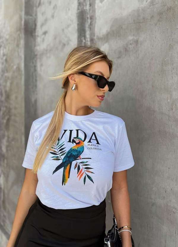 Cianitas - Camiseta Feminina Branca Arara Branco