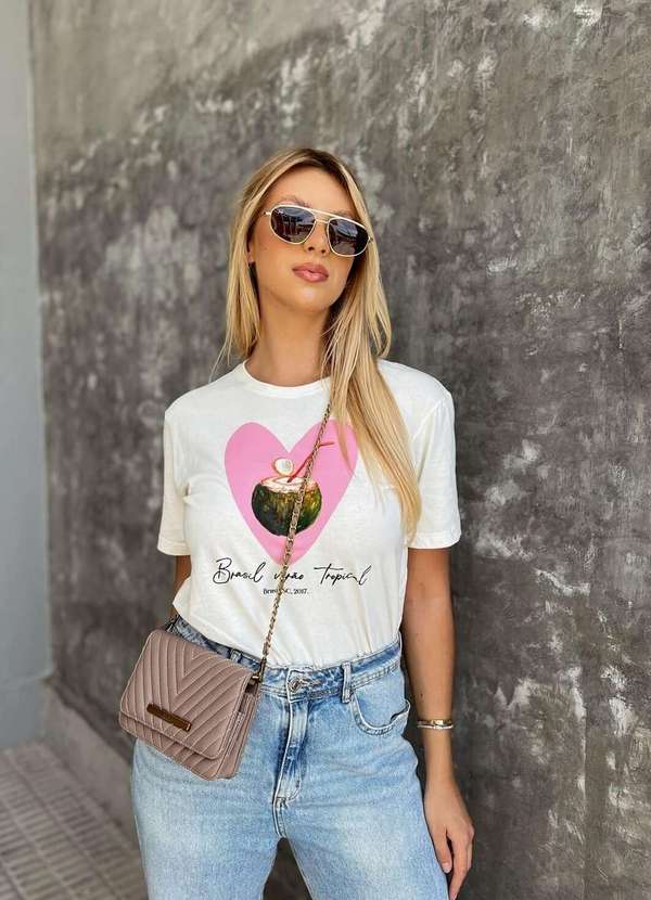 Cianitas - Camiseta Feminina Off Coco Brasil Bege