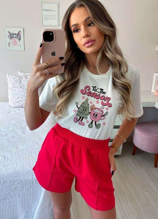 Cianitas - Camiseta Feminina Off Xícara Bege
