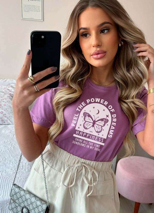 Cianitas - Camiseta Feminina Violeta Feel The Power Roxo 2