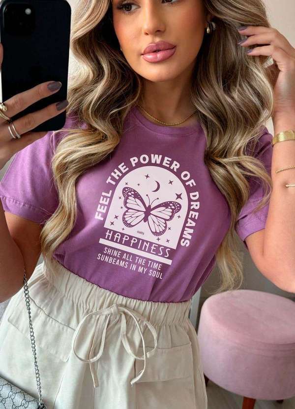 Cianitas - Camiseta Feminina Violeta Feel The Power Roxo 3