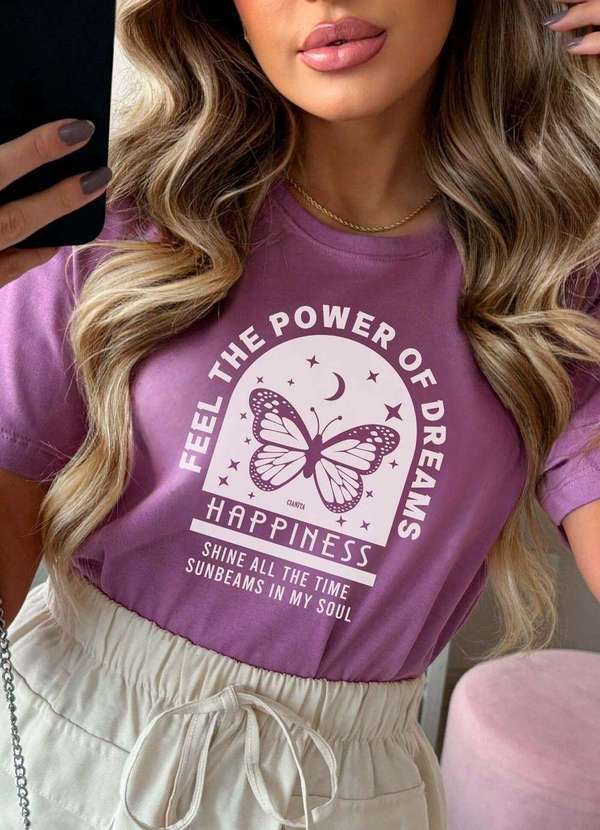 Cianitas - Camiseta Feminina Violeta Feel The Power Roxo 4