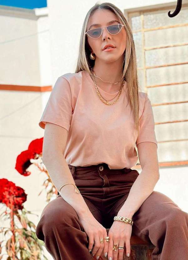 Cianitas - Camiseta Lisa Salmão Rosa