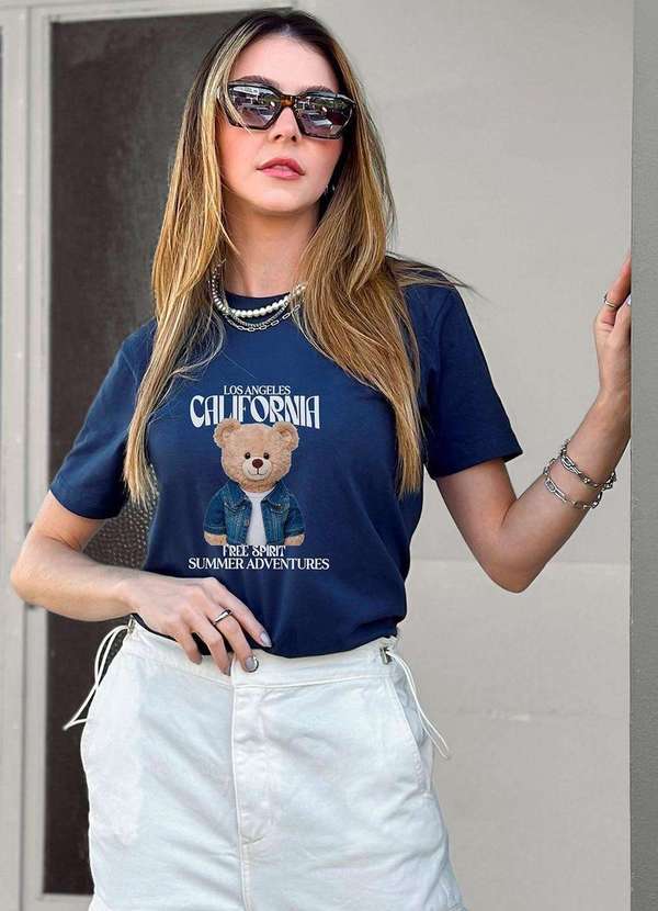 Cianitas - T-Shirt Azul Marinho Urso California Azul 2
